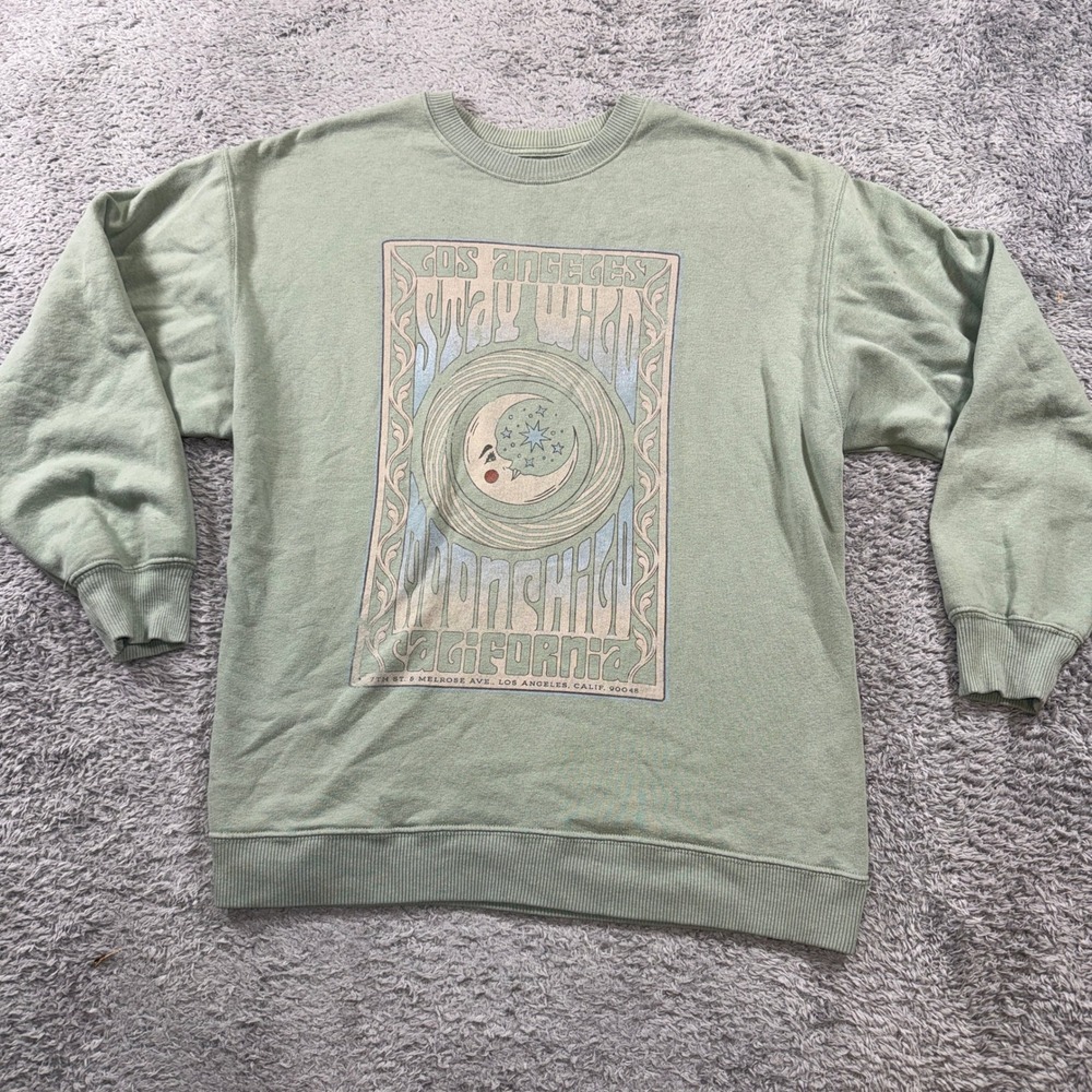 Hollister Moonchild Graphic Sweatshirt Womens Medium Green Los Angeles Crewneck